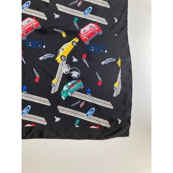 Vintage FORD MOTOR COMPANY Black Auto Car Print Silk 23" x 23" Square Scarf - Picture 5 of 11